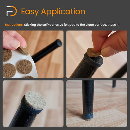 Furndiy Felt Furniture Pads for Hardwood Floors, Self-Adhesive Felt Pad for Chairs & Seat Legs, Easy Slide, Anti Scratch, Noise Stopper, Bumper & Buffer, Floor Protection - Based in USA - 0.8'' Black