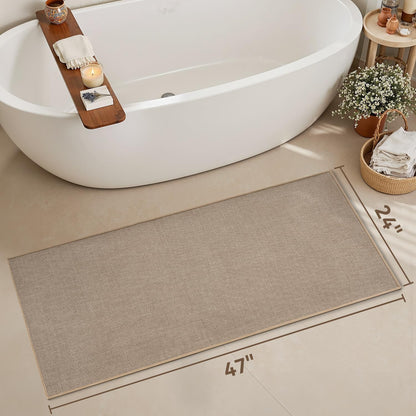 MontVoo Bath Mat Rug-Ultra Thin Non Slip Bath Mats for Bathroom Mat Quick Dry, Rubber Backing Washable Bathroom Rugs Fit Under Door, Absorbent Bath Rugs for Floor,17"x24",Khaki