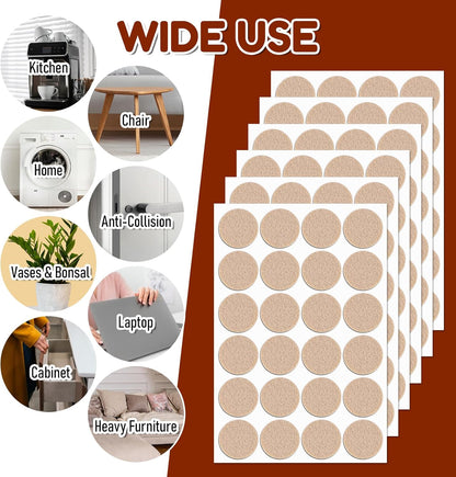 144Pcs Small Felt Pads for Coasters Bottom Dots 3/4" Adhesive Chair Felt Pads Felts Cabinet Door Bumpers Cushion Dots Round Furniture Pad Floor Protectors Furniture Feet for Chair Legs Hardwood Floors