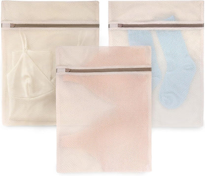 Muchfun Soft Cotton Mesh Laundry Bags for Delicates 1Large, 1Medium, 1Small