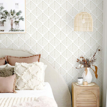 Heroad Boho Peel and Stick Wallpaper Beige Renter Friendly Wall Paper Peel and Stick Modern Contact Paper Neutral Geometric Wallpaper for Bedroom Bathroom Cabinets Decor Vinyl Waterproof 17.3"x78.7"