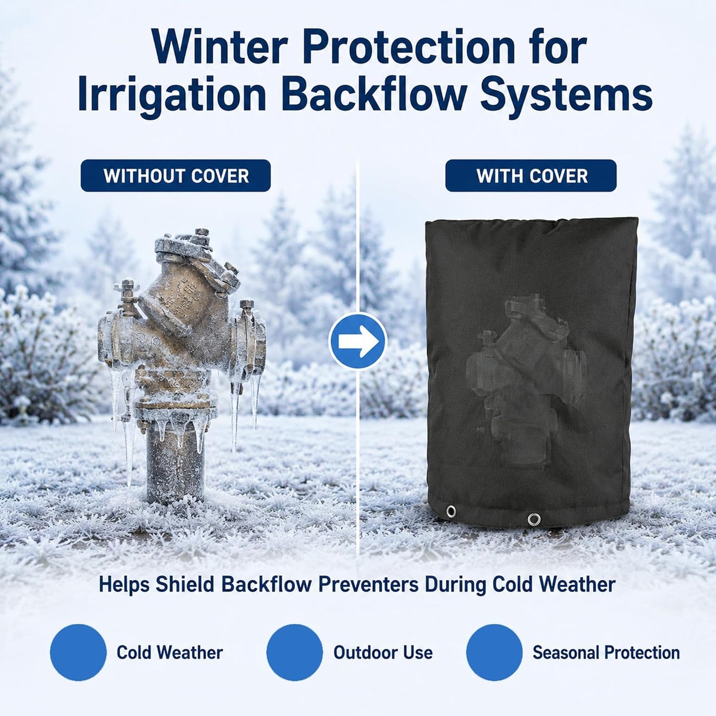 Outdoor Faucet Cover for Winter, Insulated Backflow Cover Freeze Protection | Fits Up to 9” W x 10” H