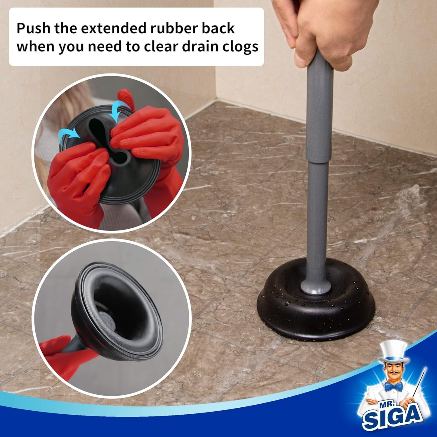 MR.SIGA Toilet Plunger with Holder, Heavy Duty Toilet Plunger and Holder Combo for Bathroom Cleaning, White
