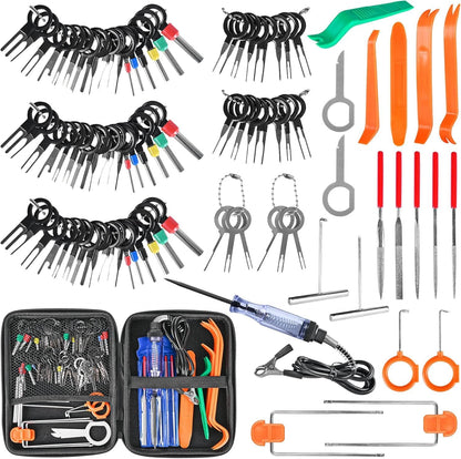Terminal Pin Removal Tool Kit 82 Pcs Depinning Electrical Connector Pin Extractor Tool Set Wire Terminal Release for Automotive Car Household Devices - Black