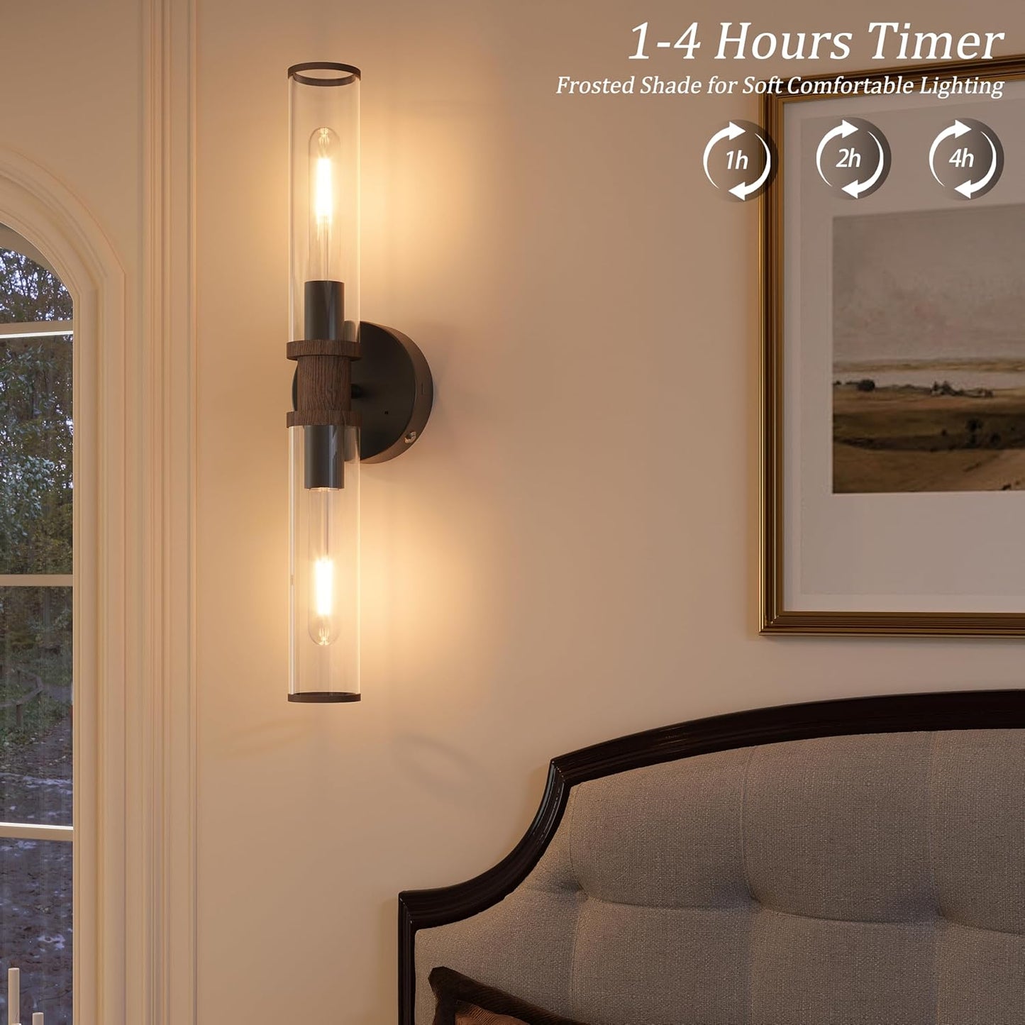 Wireless Wall Sconces with Remote Control, Battery Operated Wall Sconce Set of 2 with Timer, Gold Rechargeable Dimmable Glass Wall Lights for Living Room Bedroom Hallway Entryway 3000K, 20.5 Inch
