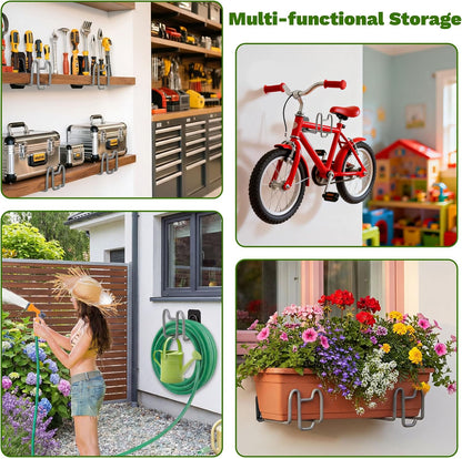 Garden Hose Holder Wall Mount Water Hose Holders for Outside | Metal Hose Hanger with Hook Heavy Duty Garden Hose Reel for Outside Yard Lawn Storage