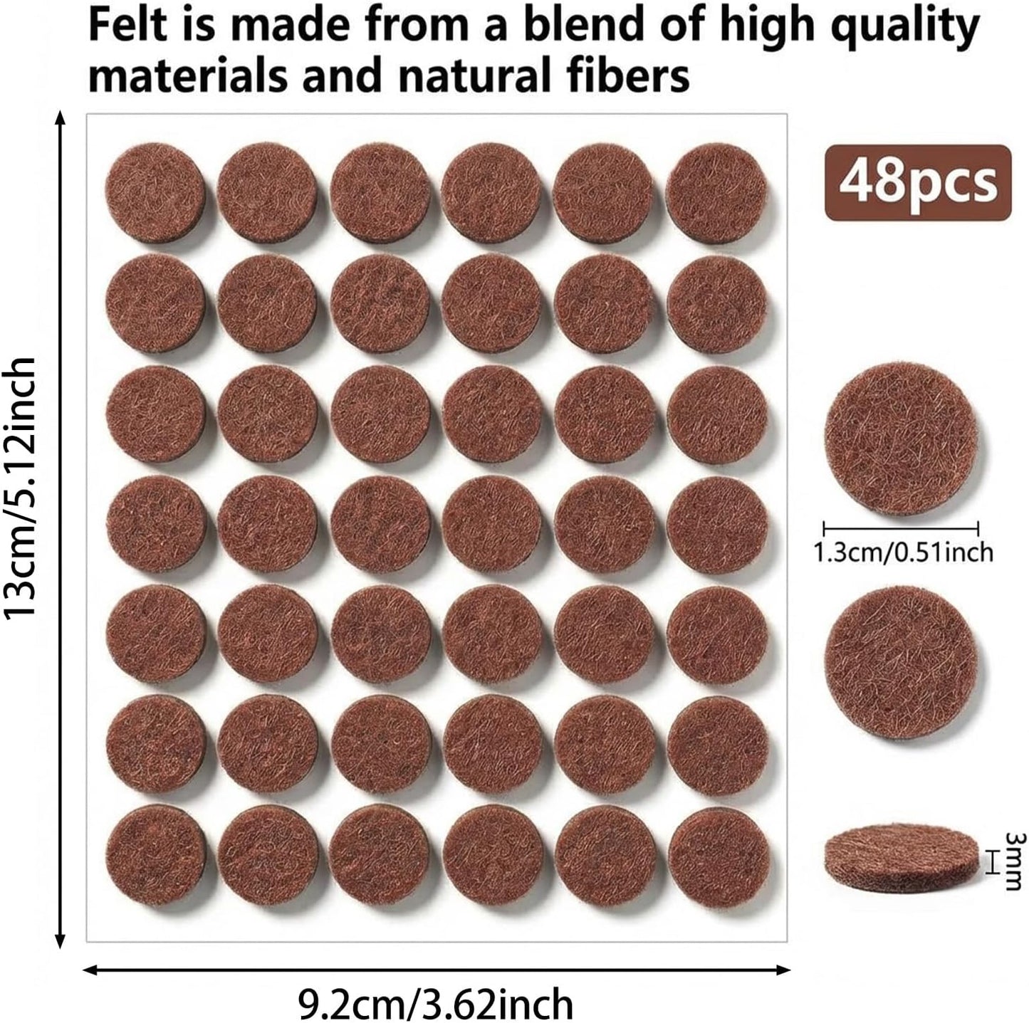 Nogeqi 48Pcs Small Felt Pads for Chairs Table Leg and Doors 1/2 Inches Diameter Small Felt Pads Door Bumpers for Furniture Feet Protect Your Hardwood Floors