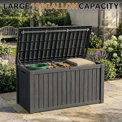 60 Gallon Outdoor Waterproof Storage Box, UV Resistant Resin Deck Box with Built-in Handle, Outdoor Storage Container for Patio Furniture, Garden Tools, Patio Cushions, Black