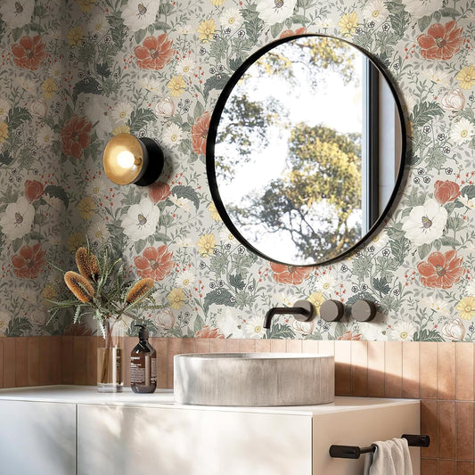 Simon&Siff Vintage Floral Peel and Stick Contact Paper – 17.3" x 118" No Residue Removable Wallpaper for Cabinets, Drawers & Furniture, Renter Friendly, Nursery & Dorm Decor