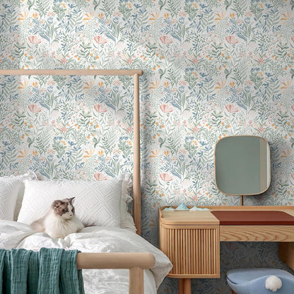 Fititem Floral Peel and Stick Wallpaper Boho Floral Contact Paper Modern Flower Removable Self Adhesive Waterproof Wallpaper for Bathroom Bedroom Fun Wildflower Contact Paper Cabinets 17.3inW 78.7inL