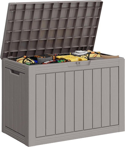 KAMABOKO 31 Gallon Outdoor Storage Box, Resin Deck Boxes Indoor and outdoor, Waterproof Storage Box Lockable Lid for Garden Tools, Package Delivery, Pool Supplies, Patio Cushions, Black