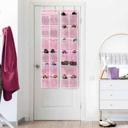 Simple Houseware 24 Pockets - 2PK 12 Large Pockets Over Door Hanging Shoe Organizer, Grey