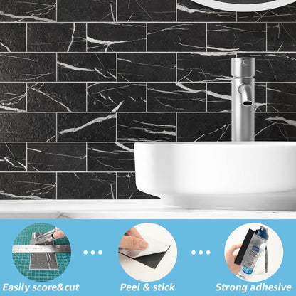 Art3d 102-Piece Peel and Stick Wall Tile for Kitchen Backsplash, Bathroom, Fireplace, 3in. × 6in. Stick on Subway Tile, Glossy White