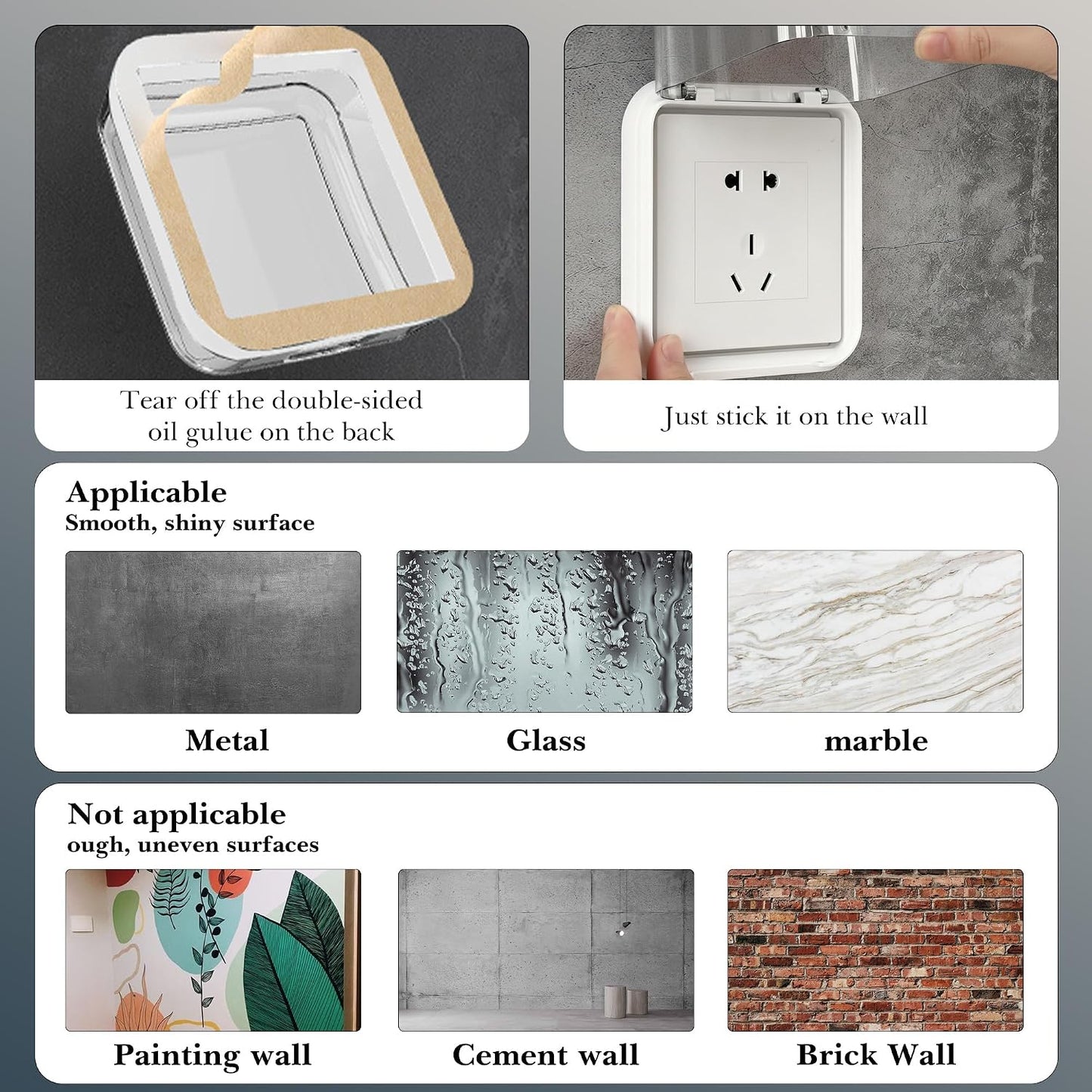 Weatherproof Outside Outlet Cover, Outdoor Large Plug and Receptacle Protector, Plastic Wall Socket Plug Protector for Bathroom, Kitchen, Balcony (Clear)
