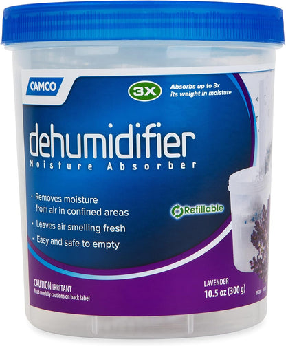 Camco Dehumidifier Moisture Absorber - Absorbs Up to 3x Its Weight in Water, Reduces Moisture and Humidity in Offices, Closets, Bathrooms, Kitchens, Boats, RVs and More – Refillable (44280)