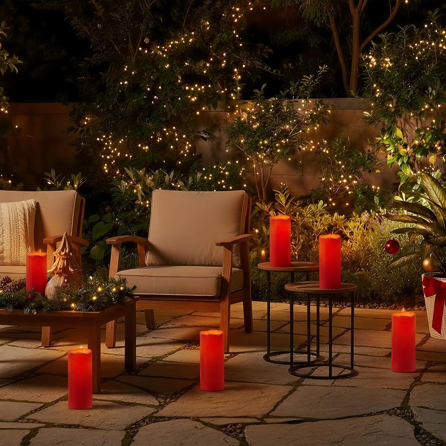 Homemory 6" 8" 10" x 4" Waterproof Outdoor Flameless Candles, Battery Operated Flickering LED Pillar Candles with Remote and Timers for Indoor, Plastic, Ivory White