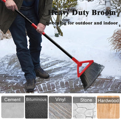 Heavy Duty Broom Outdoor and Indoor, 2 Pack Upgraded Commercial Angle Brooms, Perfect Yellow Broom of House, Kitchen, Garage, Courtyard