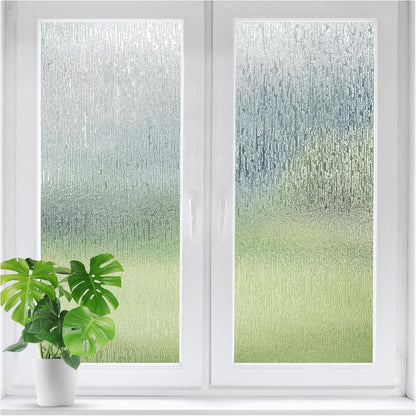 LUTE Reeded Glass Window Privacy Film, Frosted Glass Film, Removable 3D Decorative Decals Sun Blocking Anti UV Door Window Cover, No Glue Static Cling Vinyl for Bathroom Home Office, 17.5" x 78.7"