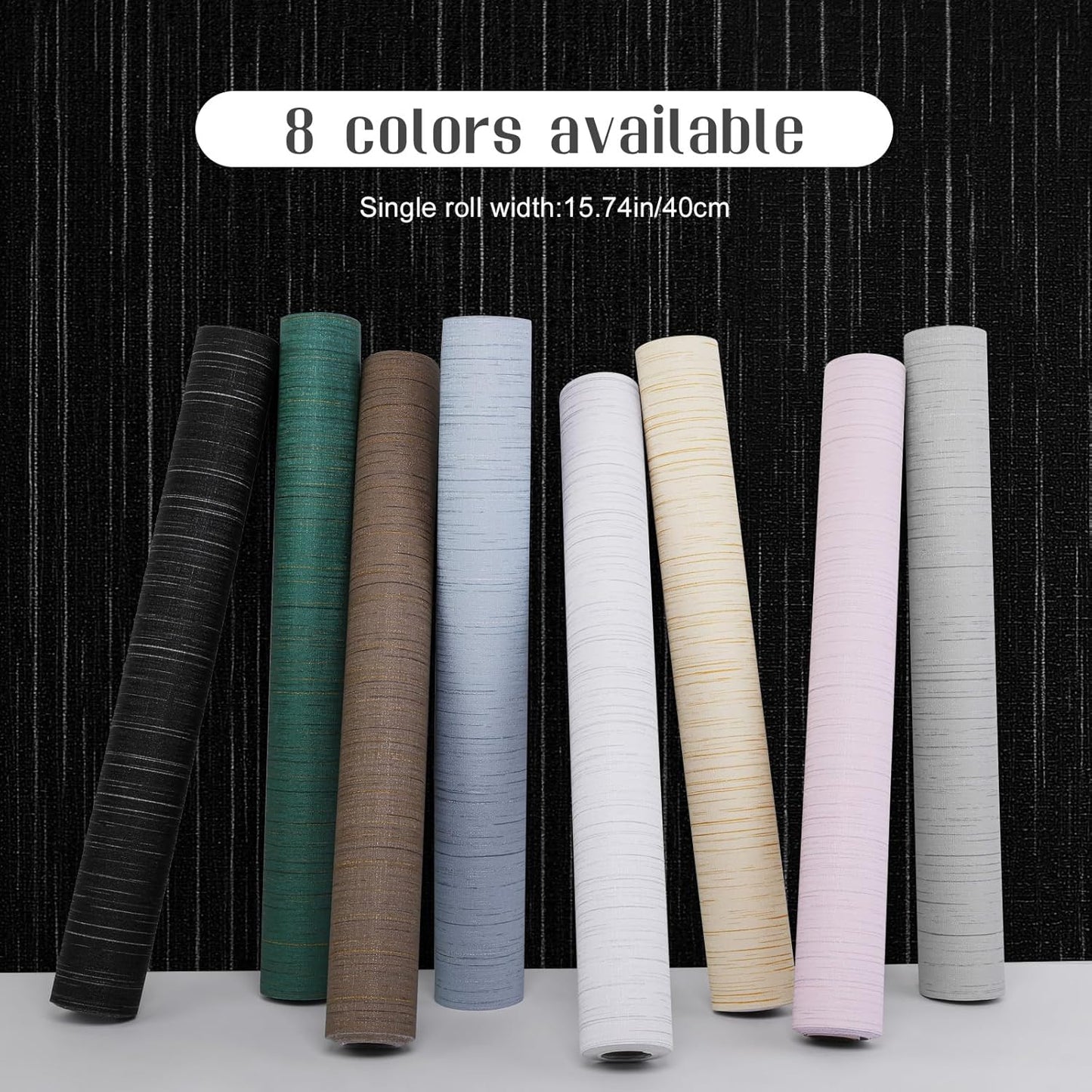 Light Blue Peel and Stick Grasscloth Texture Wallpaper 15.7"x120" Vintage Wallpaper Removable Waterproof