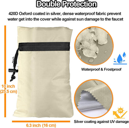 Enlarge Outdoor Faucet Cover for Winter Freeze Protection, 3M Thinsulate, 10”H x 6.3”W Hose Bib Covers for Wall Taps Outside, Waterproof & Frost Free Insulated Spigot Cover, 2 Pcs Faucet Socks - Black