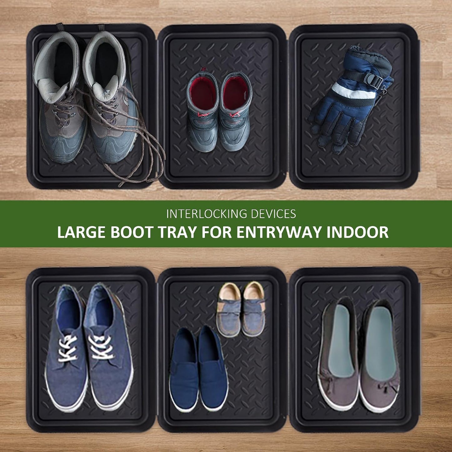 Small Boot Tray for Entryway Indoor, 2 Pack Wet Shoe Matt Tray for Floor Protection,Plastic Boot Mat w/Lip, Wet Shoe Mats for Mudroom (16.54in*12.6in*1.2in)