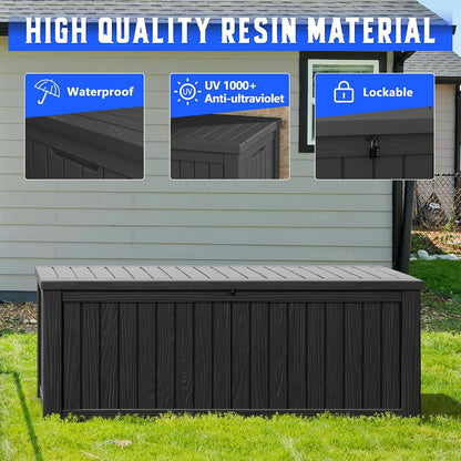 Outdoor Storage Deck Boxes Waterproof, Waterproof and UV Resistant Outdoor Storage Box Lockable Lid for Delivery Box, Indoor, Garden Tools, Pool Supplies, Patio (Black, 31 Gallon)