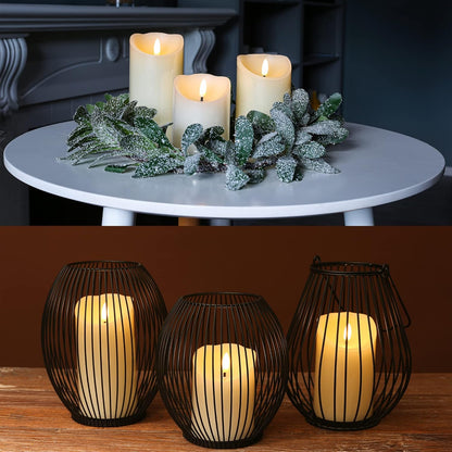 LUSHARBOR Flameless Candles with Remote, 3 Pack Battery Operated Candles Flickering Real Wax LED Fake Pillar Candles with Timer for Wedding Home Party, White