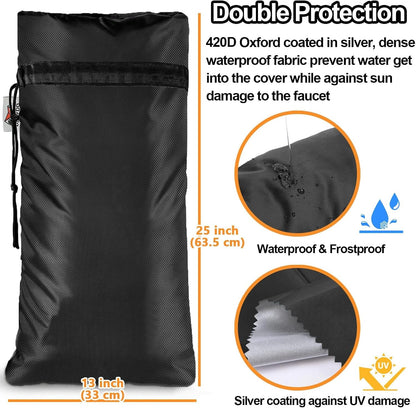 XXL Outdoor Faucet Covers for Winter, 3M Thinsulate Insulation Faucet Freeze Protector, 25”H x 13”W for Garden Lawn Faucets & Yard Hydrant, Waterproof Insulated Spigot Cover Faucet Sock – Black