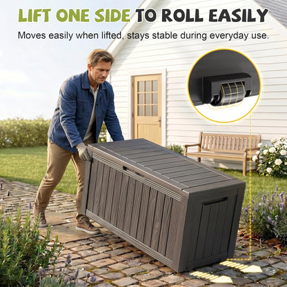 85 Gallon Package Delivery Boxes Outside Secure Waterproof Resin UV Resistant Lockable Mail Parcel Drop Mailbox Storage Deck Box for Outdoor Porch Patio Black