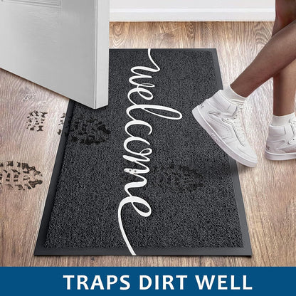 EARTHALL Door Mat Outside Inside Home Doormat, 30"x17.5", Durable Floor Mat Non Slip Mat Ultra Absorb Mud Easy Clean Front Doormat for Garage, Entryway, Patio, High Traffic Areas, Black