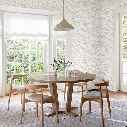 Dimoon 17.3" X 78.7" Peel and Stick Wallpaper Floral Contact Paper Boho Beige White Renter Friendly Natural Wall Paper Waterproof Removable Self Adhesive Wallpaper for Bedroom Livingroom Vinyl Roll