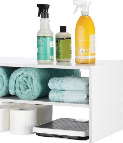 Whitmor Wood Stackable 2-Shelf Shoe Rack, White, 24 inches