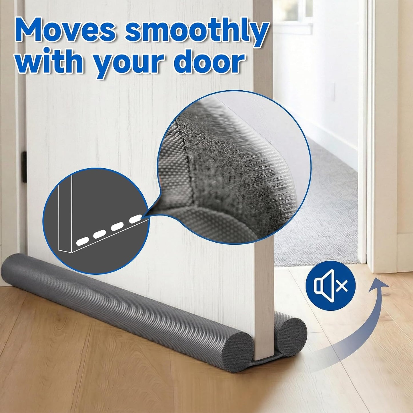 MAXTID Under Door Draft Stopper for Bottom of Doors 38" Black Door Blocker Noise ReducerLight Cold Air Guard Breeze Sound Proof Door Sweep Weather Stripping Door Seal Insulation Strip Gap Filler