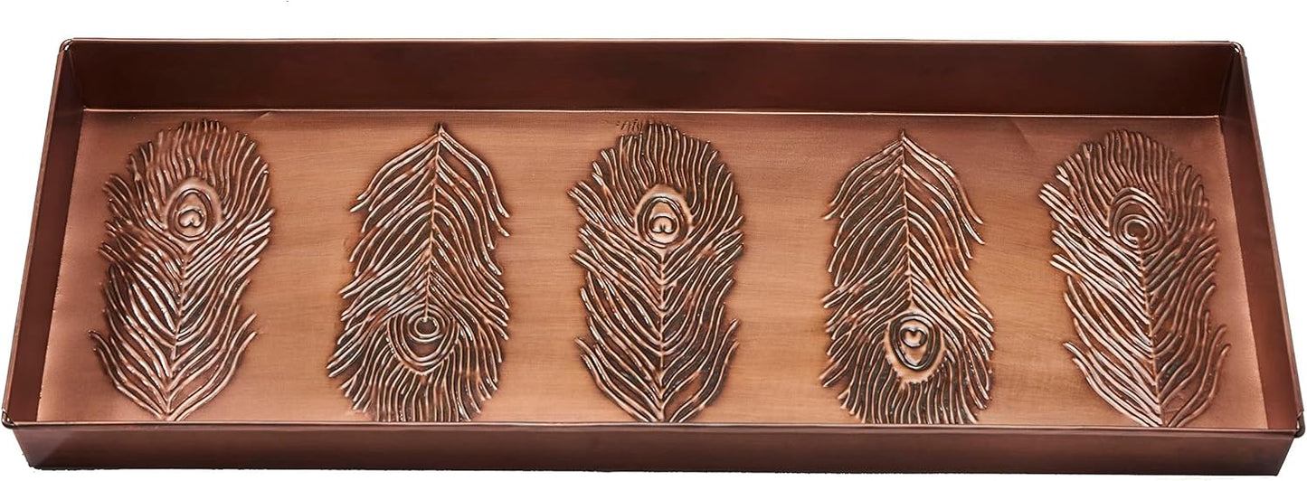 HF by LT Birch Forest Pattern Metal Boot Storage Tray, 30 x 13 inches, Antique Copper Finish