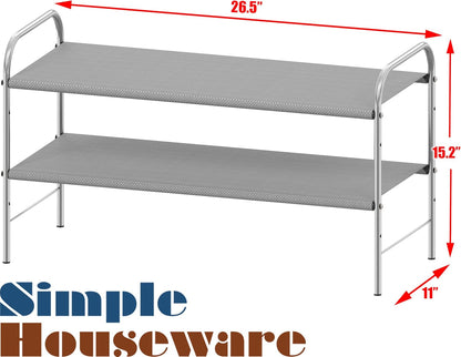 Simple Houseware 3-Tier Shoe Rack Storage Organizer, Grey – Space-Saving Shoe Shelf, Holds 9–16 Pairs, Sturdy Metal Frame, Easy Assembly – Closet, Entryway, Bedroom Shoe Storage Solution