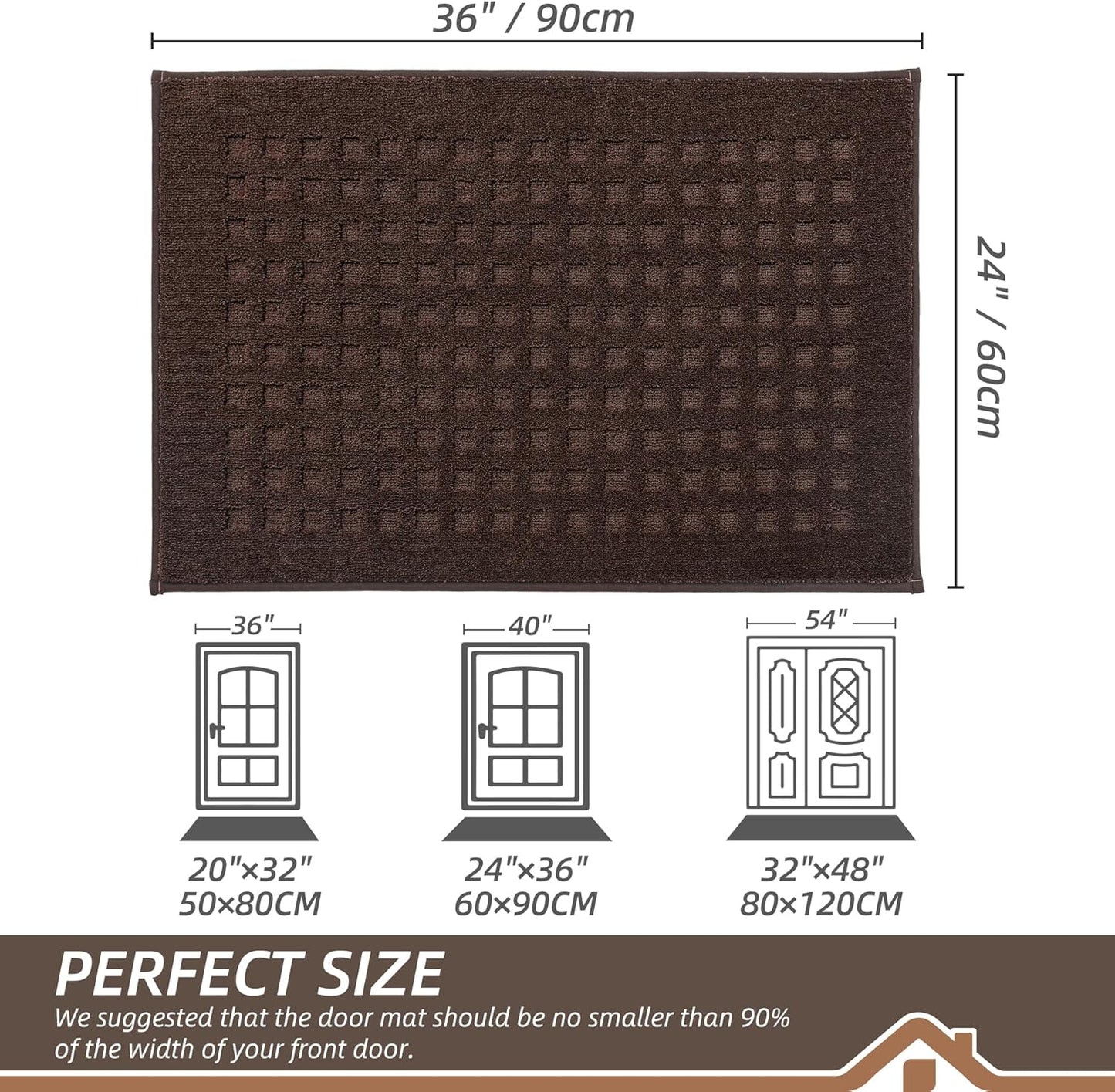 BEQHAUSE Dirt Trapper Door Mats 20"x32", Non-Slip Waffle Doormat Indoor Entrance Low-Profile, Dirt Resist and Absorbent Entryway Rugs Washable Inside Welcome Floor Mat for Front Back Door, Beige