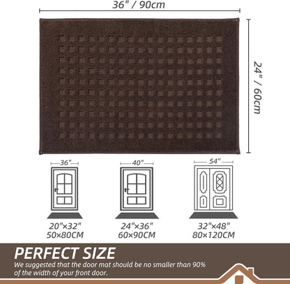 BEQHAUSE Dirt Trapper Door Mats 20"x32", Non-Slip Waffle Doormat Indoor Entrance Low-Profile, Dirt Resist and Absorbent Entryway Rugs Washable Inside Welcome Floor Mat for Front Back Door, Beige
