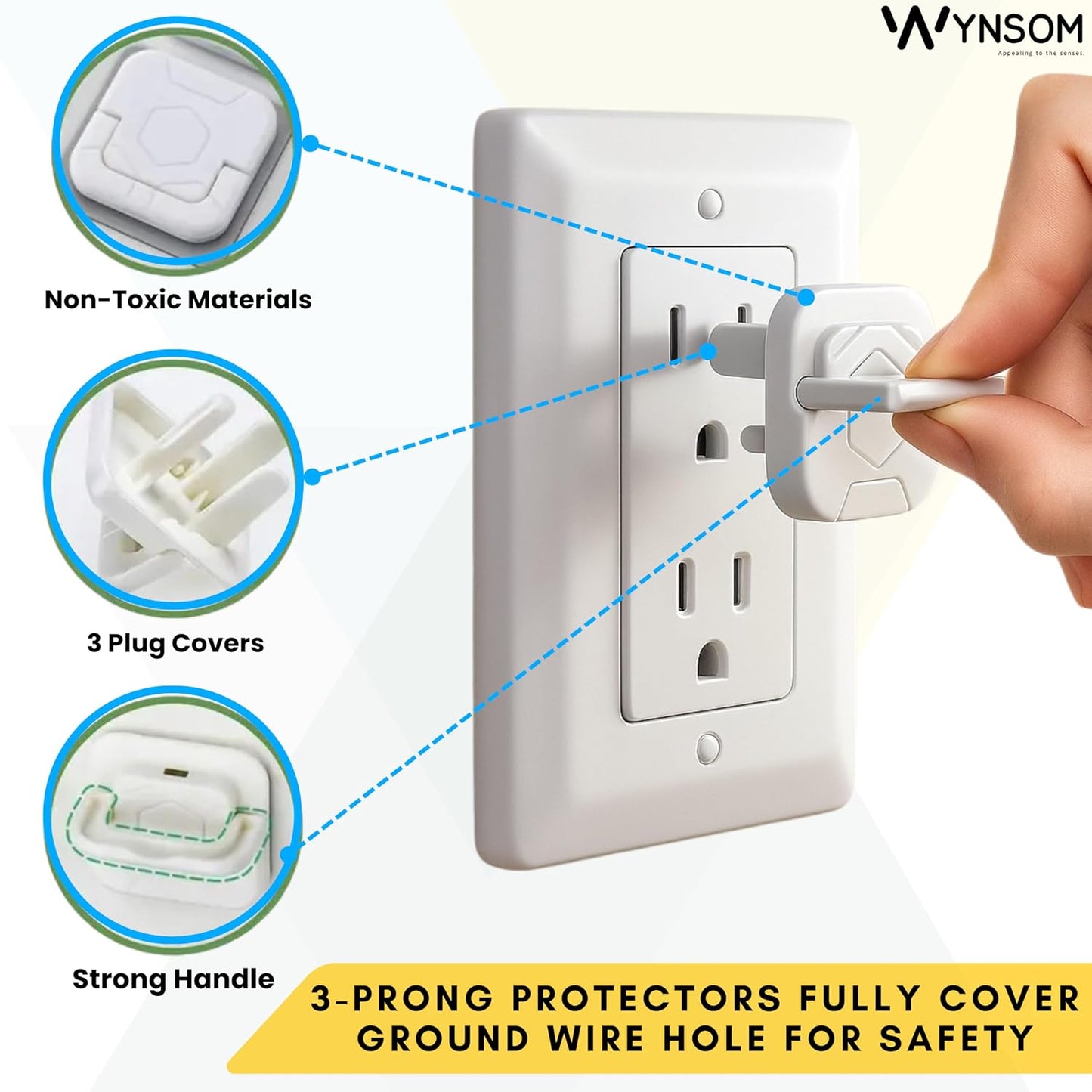 60 Pack Outlet Covers Baby Proofing with Pull Handle- Plug Covers Baby Proofing- White Baby Proof Outlet Covers 3 Prong Child Proof Outlet Cover- Shock Prevent Plug Protectors Baby Proof Plug Covers