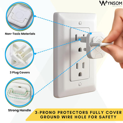 60 Pack Outlet Covers Baby Proofing with Pull Handle- Plug Covers Baby Proofing- White Baby Proof Outlet Covers 3 Prong Child Proof Outlet Cover- Shock Prevent Plug Protectors Baby Proof Plug Covers