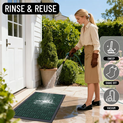 OLANLY Front Door Mat Outside Entrance 29.5x17, Absorbent, Heavy Duty Sturdy Natural Rubber Doormat Indoor Outdoor, Stain and Fade Resistant, Non-Slip Backing Low Profile Floor Mat for Entryway, Grey