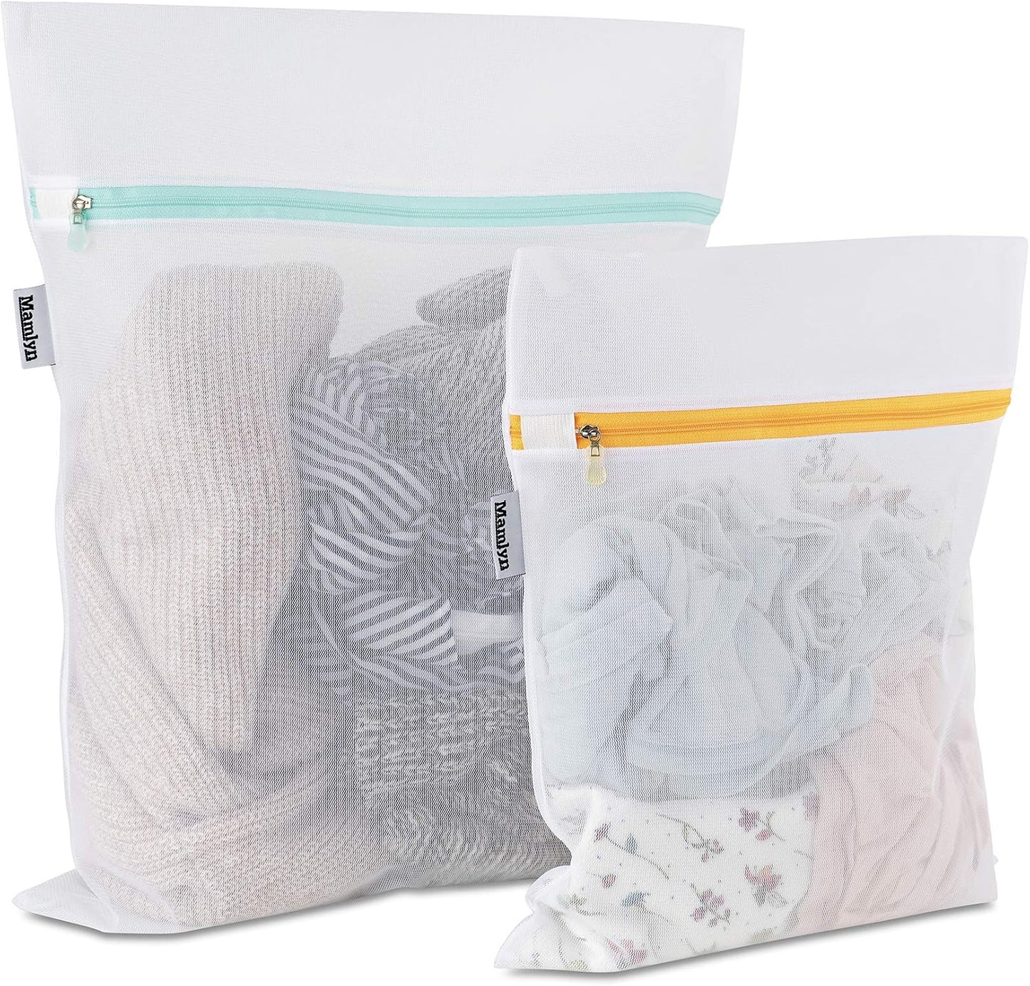 Mamlyn Mesh Laundry Bag for Delicates, Wash Bag for Underwear and Lingerie, Makeup Organizer Bag (2 Small)
