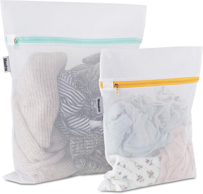 Mamlyn Mesh Laundry Bag for Delicates, Wash Bag for Underwear and Lingerie, Makeup Organizer Bag (2 Small)