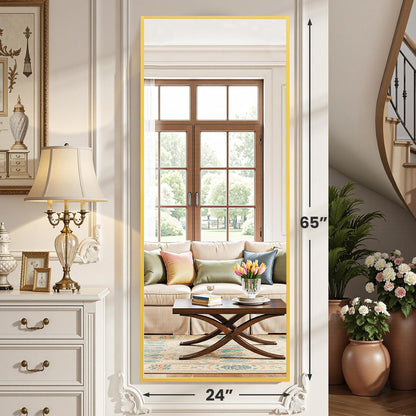 OLIXIS 64"x 21.5" Arched Mirror Full Length, Full Body Mirror with Stand, Hanging or Leaning for Wall, Floor Standing with Shatter-Proof Glass for Bedroom, Living Room, Long, Black