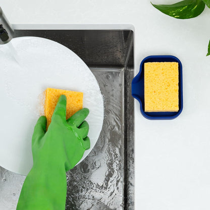 Zulay Kitchen (9x3.5in) Sponge Holder for Kitchen Sink - Flexible Heavy-Duty Multipurpose Sink Caddy - Counter Organizer for Kitchen, Bathroom, Makeup, Trinkets & More! (Grey)