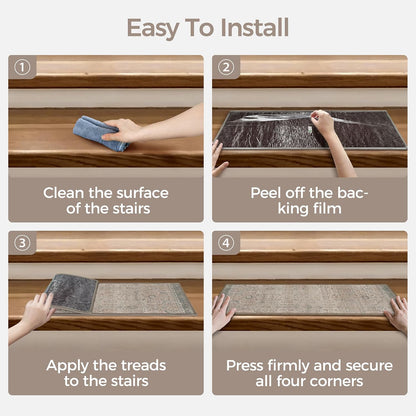 sarben Non Slip Stair Treads for Wooden Steps 15PCS - 8"x30" Indoor Safety Carpet, Edging Mats with TPE Adhesive Backing, Pet and Elderly Friendly Stair Rugs (Taupe) - Colors A