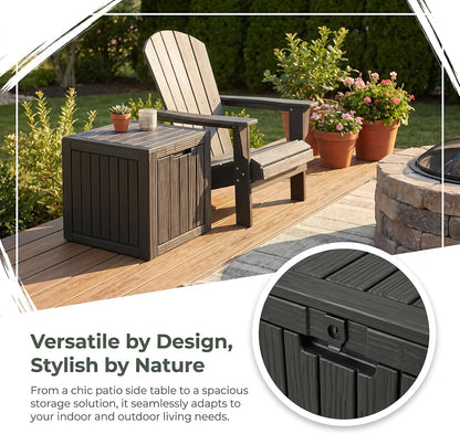 MAKINO 152 Gallon Resin Outdoor Storage Box, Waterproof Deck Box with Lockable Lid, Outside Storage Box for Patio Furniture, Pool Accessories, Garden Tools, Storage Bench for Backyard, Porch, Black