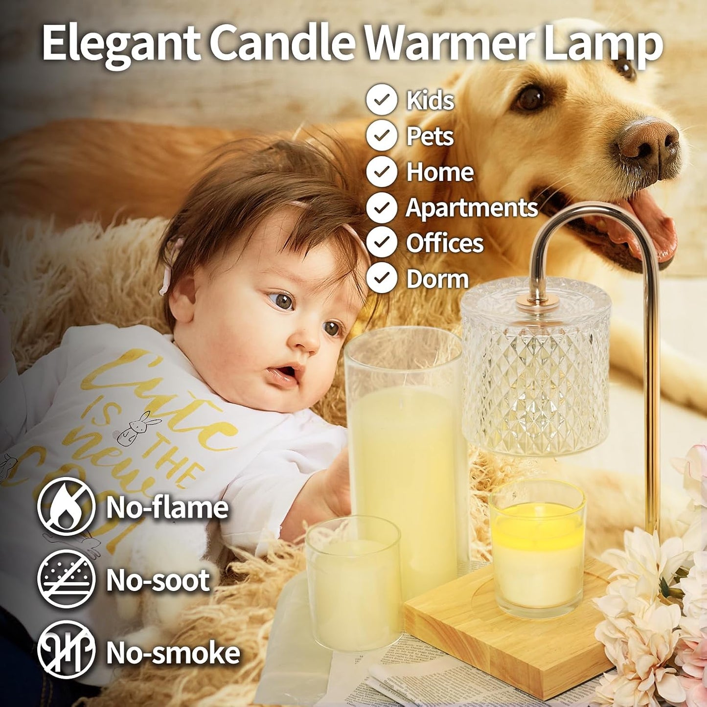 TigQiang Candle Warmer Lamp with Timer Dimmer, Birthday Gifts for Women Mom, House Warming Gifts, Elegant New Home Decor, Wax Warmer for Jar Candles, Heater Lamp for Scented Wax, Clear Glass