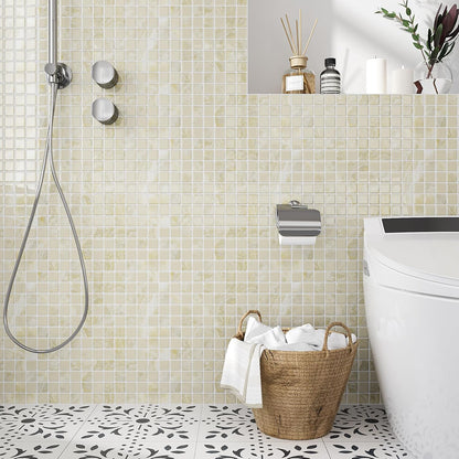 VEELIKE Cream Beige Mosaic Peel and Stick Backsplash for Kitchen Backsplash Tiles Peel and Stick Waterproof Wall Tile Stickers 12''x12'' 6 Sheet Removable Self Stick on Backsplash for Kitchen Bathroom