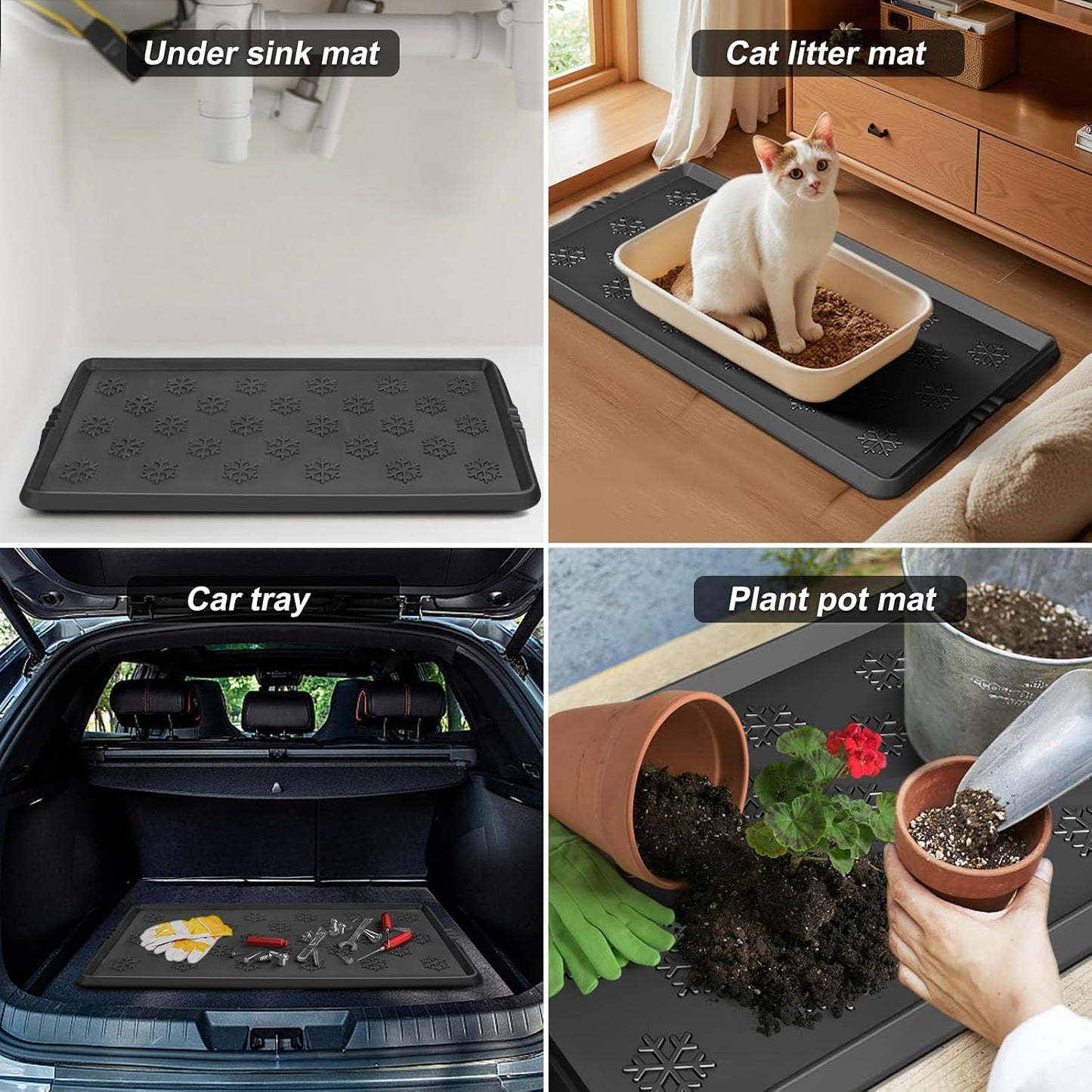 Azadx Heavy Duty Boot Trays Natural Rubber Shoe Mat Tray for Entryway Large Boot mat Tray Multi-Purpose for Outdoor Door Mats 16x42 Inch