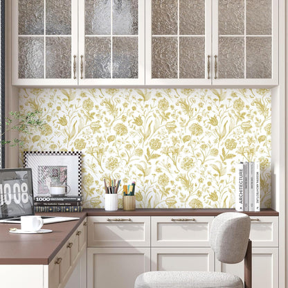 Black and Beige Peel and Stick Wallpaper Botanical Contact Paper 16.9inch x 118.1inch Floral Wall Paper Peel and Stick for Bathroom Bedroom Removable Self Adhesive Wallpaper Decor Vinyl